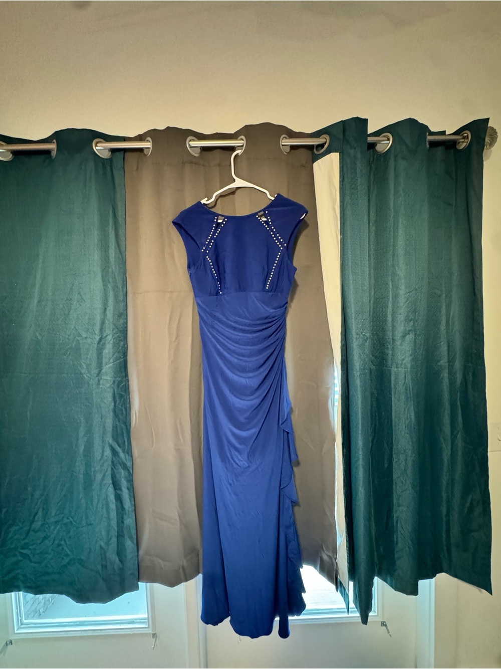 Betsy & Adam Royal Blue Beaded Maxi Dress